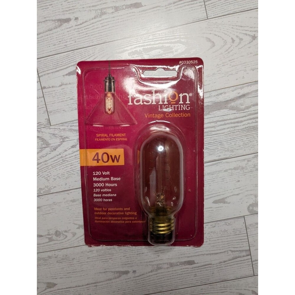 Fashion Lighting Vintage 40W T14 Spiral Filament Edison Bulb Medium Base